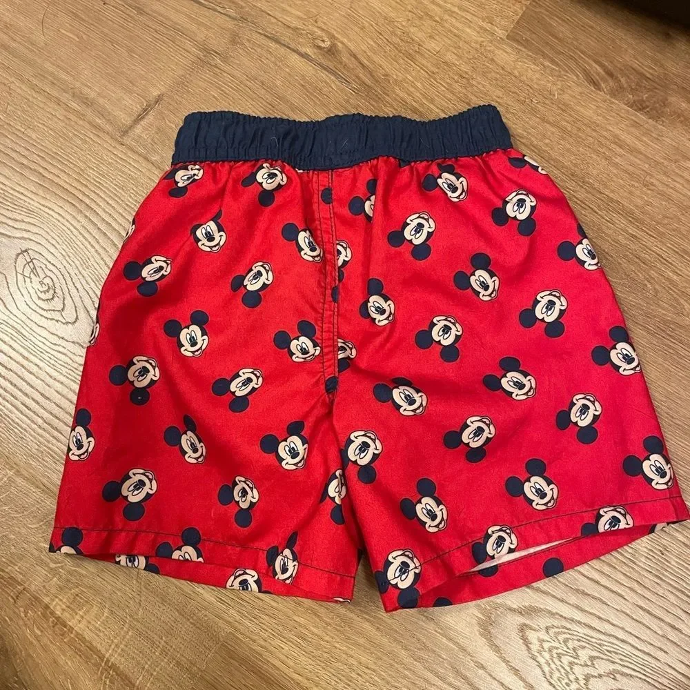 Disney Infant Boys Red Mickey Mouse Swim Trunks Baby Board Shorts size 18m